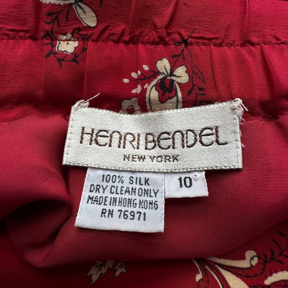 Vintage HENRI BENDEL New York Red Silk Wrap Skirt - Picture 6 of 7